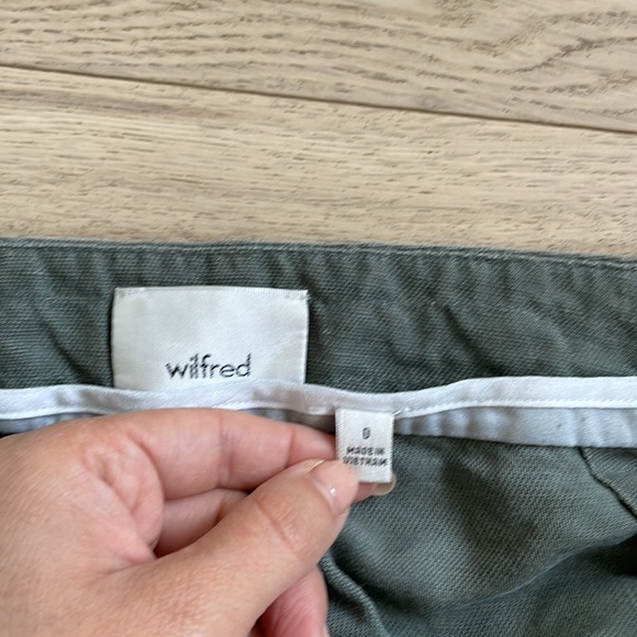 Aritzia Wilfred Allant Tan Linen ankle crepe drawstring jogger women’s pants Sz0 - Picture 4 of 9